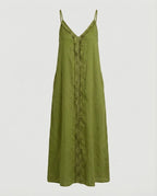 Women’s Maxi Dress with Casual V-Neck and Side Pockets