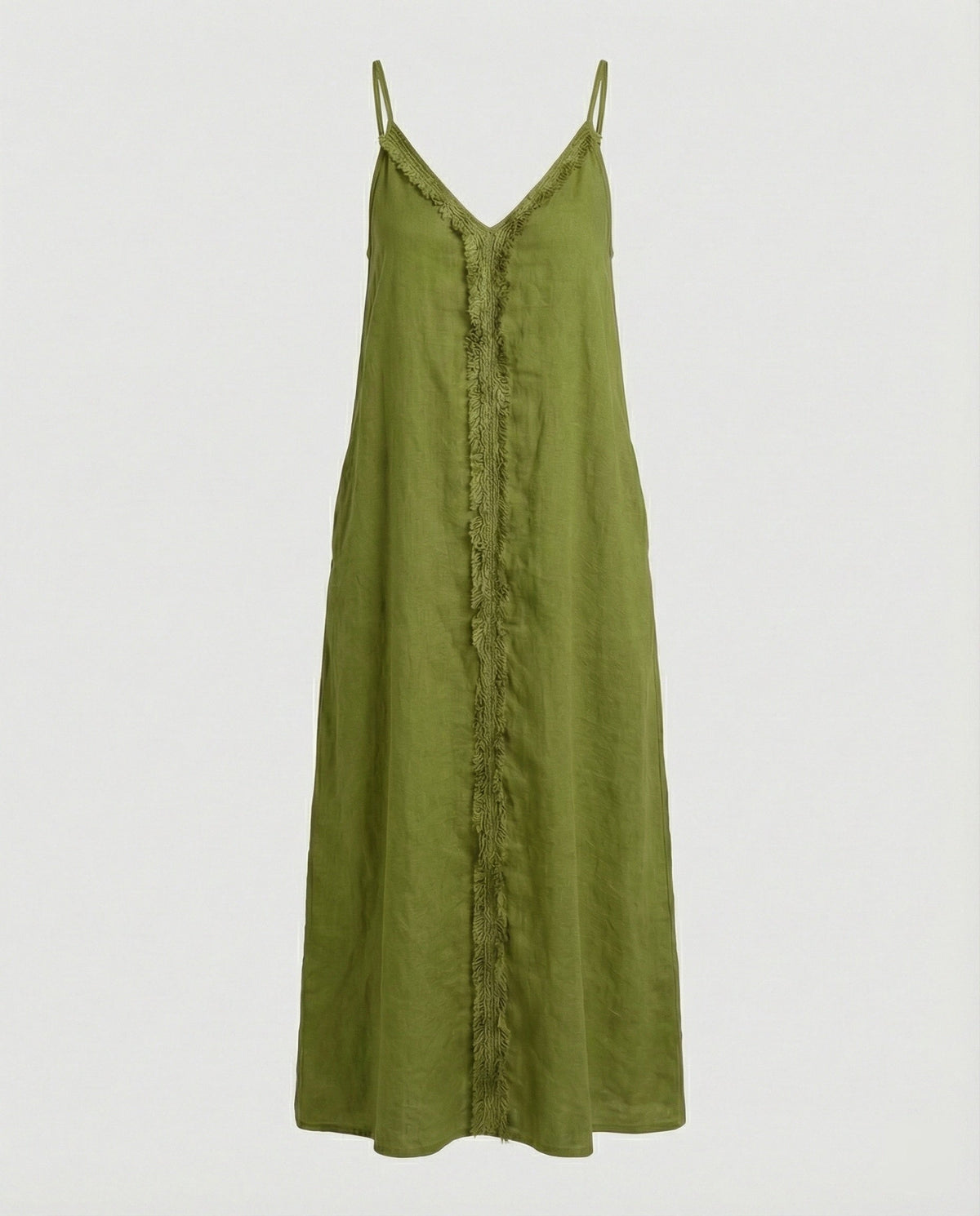 Women’s Maxi Dress with Casual V-Neck and Side Pockets