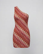 Women's asymmetrical mini dress with modern wave pattern