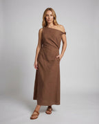 Women’s Off-Shoulder Maxi Dress with Draping