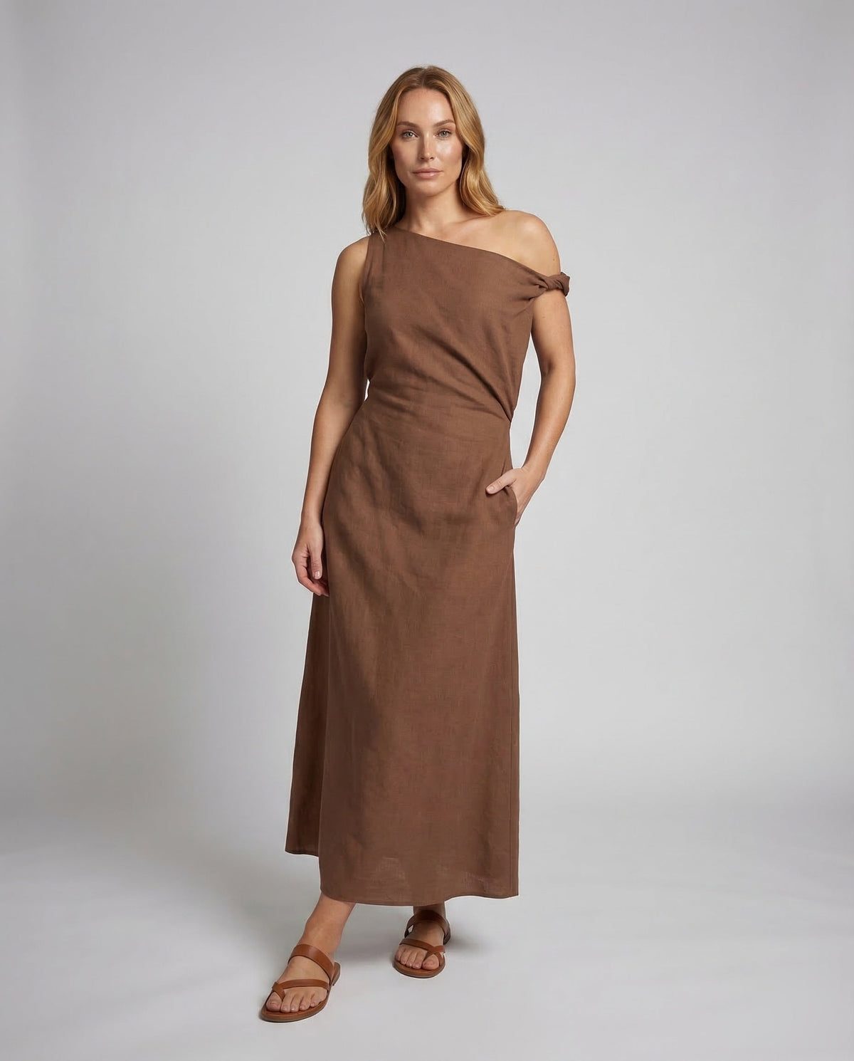 Women’s Off-Shoulder Maxi Dress with Draping