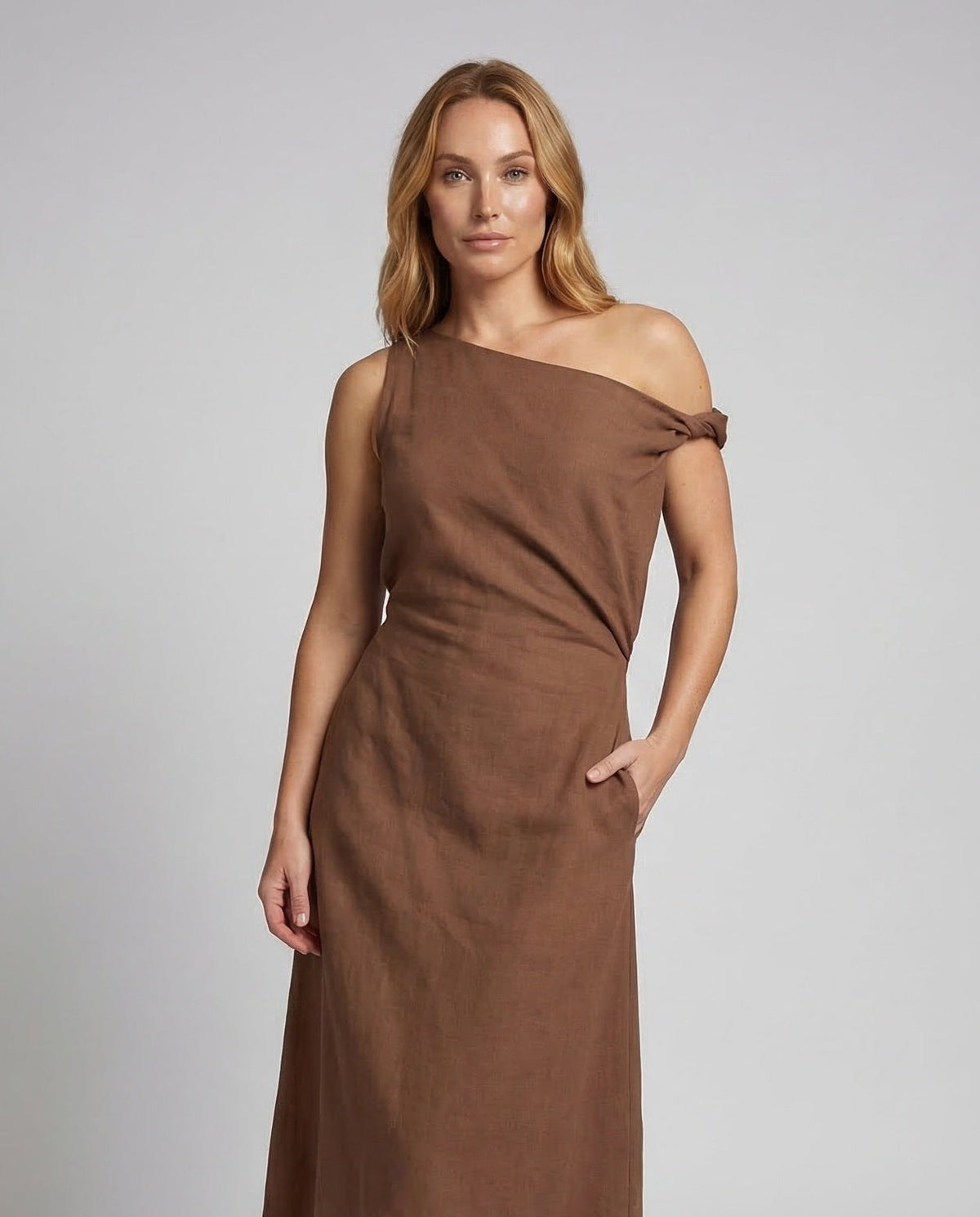 Women’s Off-Shoulder Maxi Dress with Draping