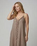 Women’s Maxi Dress with Casual V-Neck and Side Pockets